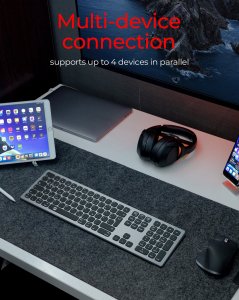 Klawiatura Keysonic KEYSONIC KSK-8023BTRF Full-Size Keyboard BT RF Windows macOS Android USB Type C Kabel Laden in 2 bis 3 Stunden Reichweite von 8 m 3