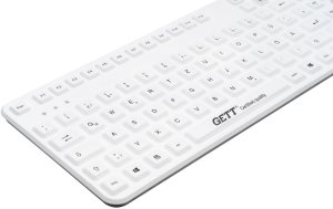 Klawiatura Gett GETT GCQ Cleantype Prime Panel+ Silikonowa klawiatura do zabudowy z podświetleniem, touchpadem i blokiem NUM IP65 USB Kolor: biały Układ: DE 2