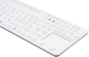 Klawiatura Gett GETT GCQ Cleantype Prime Panel+ Silikonowa klawiatura do zabudowy z podświetleniem, touchpadem i blokiem NUM IP65 USB Kolor: biały Układ: DE 3