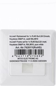 InLine InLine® Frame set for 1x RJ45 Bu/LSA insert, Keystone SNAP-In, white RAL9010 3