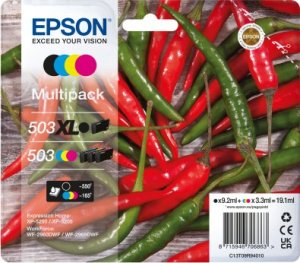 Tusz Epson Epson 503 XL Multipack - 4er-Pack - XL - Schwarz, Gelb, Cyan, Magenta - original - Blister mit RF- / akustischem Alarmsignal - Tintenpatrone - fur Expression Home XP-5200, XP-5205, WorkForce WF-2960DWF, WF-2965DWF 1