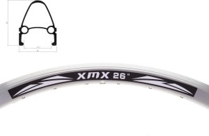 XMX Obręcz stożek 26" XMX 36-otworów srebrna CNC anodyzowana Uniwersalny 2
