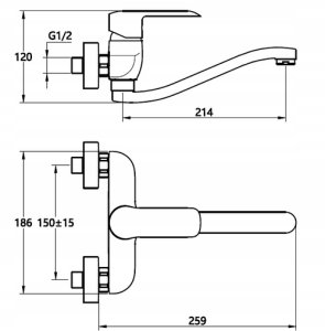 vidaXL BATERIA ZLEWOZMYWAK SC SIROS WYLEWKA 215 CM CHROM 13