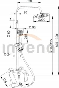 Zestaw prysznicowy Invena SHOWER COLUMN DOKOS W BATH MIXER BLACK 2