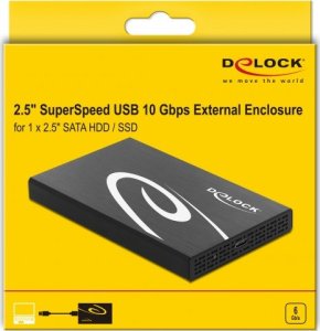 Kieszeń Delock external enclosure for 2.5? SATA HDD / SSD with SuperSpeed USB 10 Gbps (USB 3.1 Gen 2), drive enclosure (black) 4
