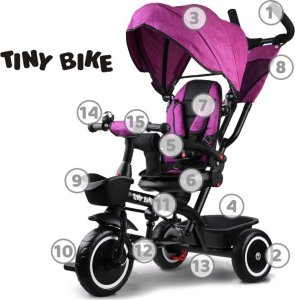 Tiny Bike Rowerek trójkołowy Tiny Bike 3w1 z daszkiem SP0650 4