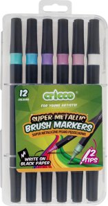 Cricco Pisaki pędzelkowe metaliczne dwustronne 12 kolorów 2