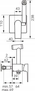 Bateria bidetowa Ferro BAQ66P / / ALGEO SQUARE / BAT.BIDET PODTYNKOWA  / 2