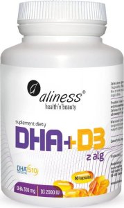 Aliness ALINESS OMEGA DHA 300MG Z ALG + WITAMINA D3 2000IU 60 KAPSUŁEK 1