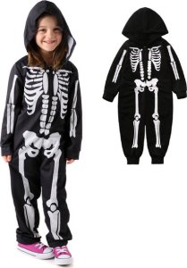 PRC STRÓJ PRZEBRANIE SZKIELETOR KOŚCIOTRUP HALOWEEN KARNAWAŁ UNISEX 5-6 lat 1