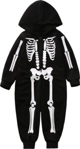 PRC STRÓJ PRZEBRANIE SZKIELETOR KOŚCIOTRUP HALOWEEN KARNAWAŁ UNISEX 5-6 lat 2