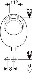 Pisuar Koło 502.790.00.1 / GEBERIT / SELNOVA PICO / PISUAR, B32.5CM, H45CM, T35CM, DOPŁYW U GÓRY, ODPŁYW W DÓŁ / 2