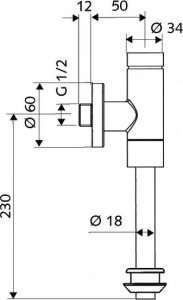 Pisuar Koło 502.790.00.1 / GEBERIT / SELNOVA PICO / PISUAR, B32.5CM, H45CM, T35CM, DOPŁYW U GÓRY, ODPŁYW W DÓŁ / 6