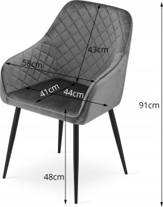 Krzesło NUGAT - szary aksamit / nogi czarne x 2 7