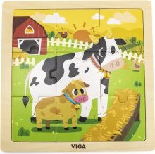 Viga Viga 44623 Puzzle na podkładce 9 elementów - Krowa 1