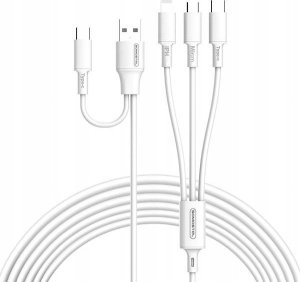 Kabel USB Somostel USB-A - USB-C + microUSB + Lightning 1.2 m Biały (33715) 4