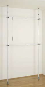 Wenko Stelaż do wieszania ubrań Herkules Basic, garderoba, 2 poziomy, regulowana wysokość oraz szerokość, metalowy, biały, marka WENKO 2