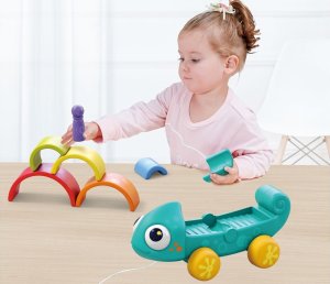 HOLA Tęczowy kameleon układanka montessori 18m+ ZA4532 4