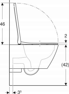 Miska WC Geberit Geberit Smyle Square Zestaw wiszącej miski WC, lejowa, B35.5cm, H37.5cm, T54cm, ukryte mocowania, Rimfree, z deską sedesową, mocowanie od góry, z wypinanymi zawiasami, zachodząca pokrywa deski sedesowej, Duroplast [6] 3