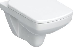 Miska WC Geberit Geberit Selnova Square Zestaw wiszącej miski WC, lejowa, B35.5cm, H39cm, T53cm, Rimfree, z deską sedesową, mocowanie od góry, wolne opadanie, z wypinanymi zawiasami, zachodząca pokrywa deski sedesowej, antybakteryjna [12] 1