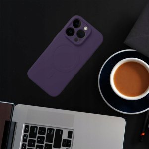4kom.pl Futerał SILICONE MAG COVER kompatybilny z MagSafe do IPHONE 14 Pro Max ciemny fioletowy 4