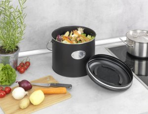 Wenko Kosz na kompost, 3 wymienne filtry neutralizujące zapachy, 6 l, Nero, WENKO 6