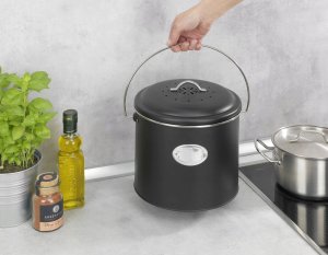 Wenko Kosz na kompost, 3 wymienne filtry neutralizujące zapachy, 6 l, Nero, WENKO 7