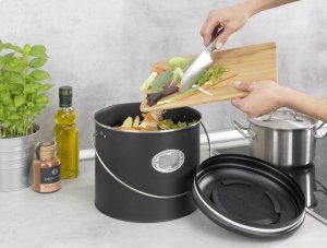 Wenko Kosz na kompost, 3 wymienne filtry neutralizujące zapachy, 6 l, Nero, WENKO 9