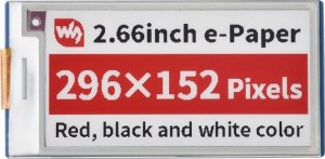 Waveshare Wyświetlacz E-paper E-Ink - 2,66'' 296x152px - SPI - czarno-biało-czerwony - do Raspberry Pi Pico - Waveshare 20053} 1