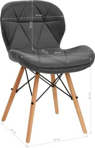 Activeshop 4Rico Krzesło skandynawskie QS-186 aksamit szare 9