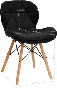 Activeshop 4Rico Krzesło skandynawskie QS-186 aksamit czarne 9