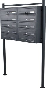 Bituxx SKRZYNKA POCZTOWA LOKATORSKA 2x5 GRAFITOWA STAL NIERDZEWNA 11