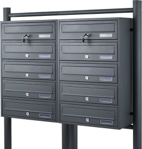 Bituxx SKRZYNKA POCZTOWA LOKATORSKA 2x5 GRAFITOWA STAL NIERDZEWNA 4