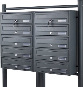 Bituxx SKRZYNKA POCZTOWA LOKATORSKA 2x5 GRAFITOWA STAL NIERDZEWNA 7