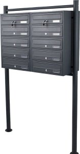 Bituxx SKRZYNKA POCZTOWA LOKATORSKA 2x5 GRAFITOWA STAL NIERDZEWNA 8