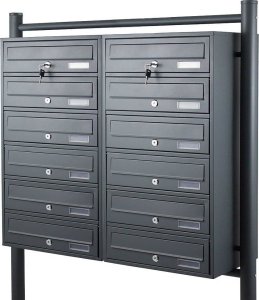 Bituxx SKRZYNKA POCZTOWA LOKATORSKA 2x6 GRAFITOWA STAL NIERDZEWNA 4