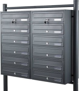 Bituxx SKRZYNKA POCZTOWA LOKATORSKA 2x6 GRAFITOWA STAL NIERDZEWNA 9