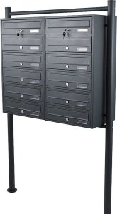 Bituxx SKRZYNKA POCZTOWA LOKATORSKA 2x6 GRAFITOWA STAL NIERDZEWNA 10