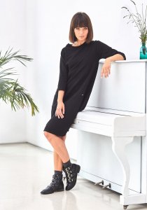 BeWear B083 Sukienka bombka z kieszenią czarna (kolor czarny, rozmiar L) 3