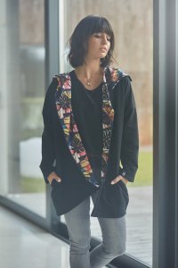 BeWear B091 Bluza z kapturem i zamkiem na skos - czarna (kolor czarny, rozmiar 2XL/3XL) 5