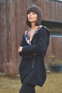 BeWear B091 Bluza z kapturem i zamkiem na skos - czarna (kolor czarny, rozmiar 2XL/3XL) 7