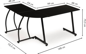 Biurko ModernHome Biurko narożne gamingowe biurowe LOFT szkolny stół czarny 10