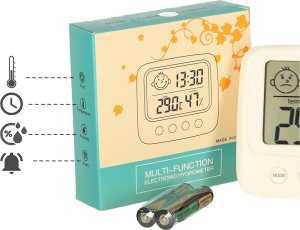 PrzydaSie Higrometr zegar termometr pokojowy wilgotnościomierz LCD 2