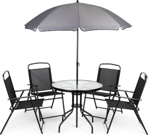 ModernHome Komplet mebli ogrodowych stolik 4 krzesła parasol 1