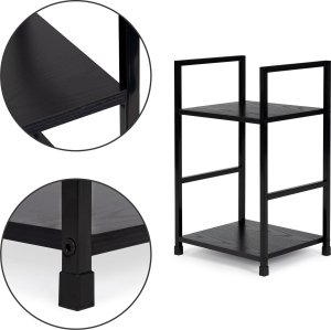 ModernHome Regał drewniany nowoczesny szafka nocna 2 półki LOFT czarny 6