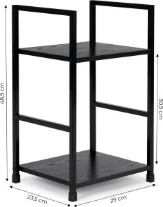 ModernHome Regał drewniany nowoczesny szafka nocna 2 półki LOFT czarny 8