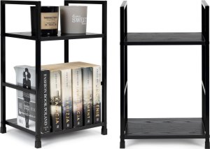 ModernHome Regał drewniany nowoczesny szafka nocna 2 półki LOFT czarny 9