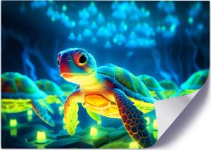 Feeby Obraz na płótnie, Kosmiczny żółw neon (Rozmiar 120x80) 2