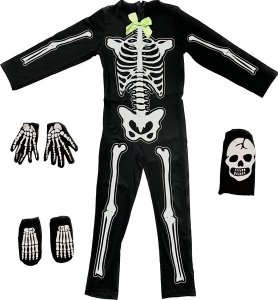 PRC STRÓJ PRZEBRANIE ŚWIECĄCY  W CIEMNOŚCI SZKIELETOR KOŚCIOTRUP Z KOSĄ HALOWEEN KARNAWAŁ UNISEX 5