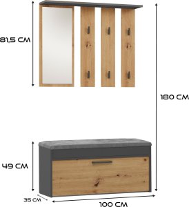 Topeshop Garderoba Parma Antracyt/artisan 5